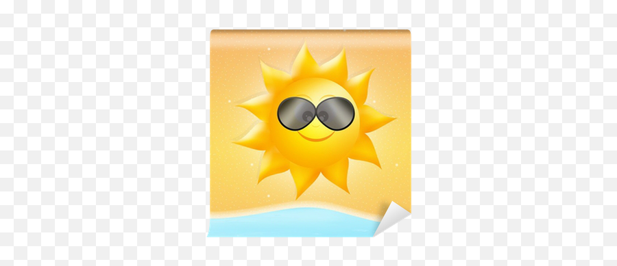 Sun With Sunglasses Wall Mural Pixers - Summer Time Emoji,Sun With Sunglasses Emoticon
