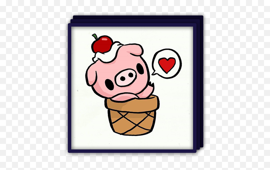 Kawaii Pencil Drawing - Pig In An Icecream Cone Drawing Emoji,Dibujos Kawaii Emojis