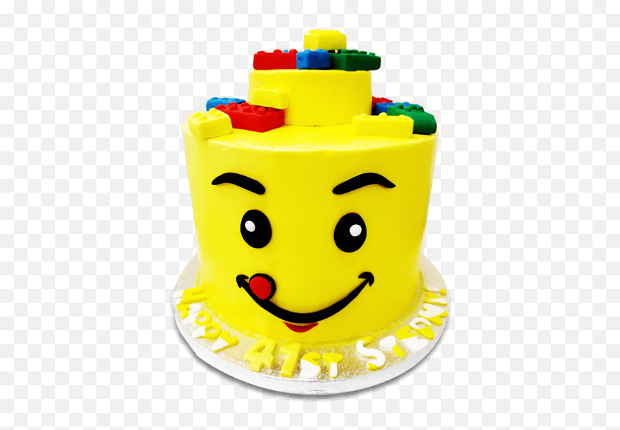 Lego Theme Cake - Happy Emoji,Cake Emoticon