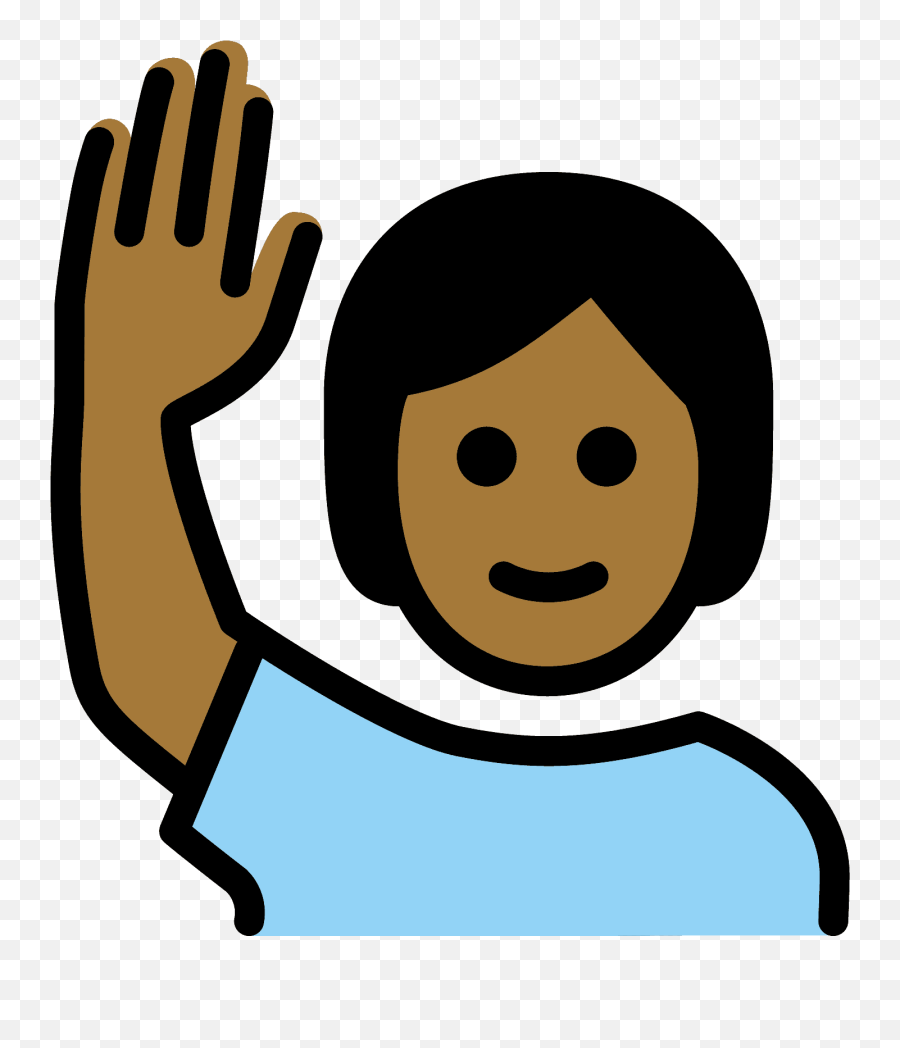 Woman Raising Hand Emoji Clipart - Raising Hands,Woman Shrugging Emoji