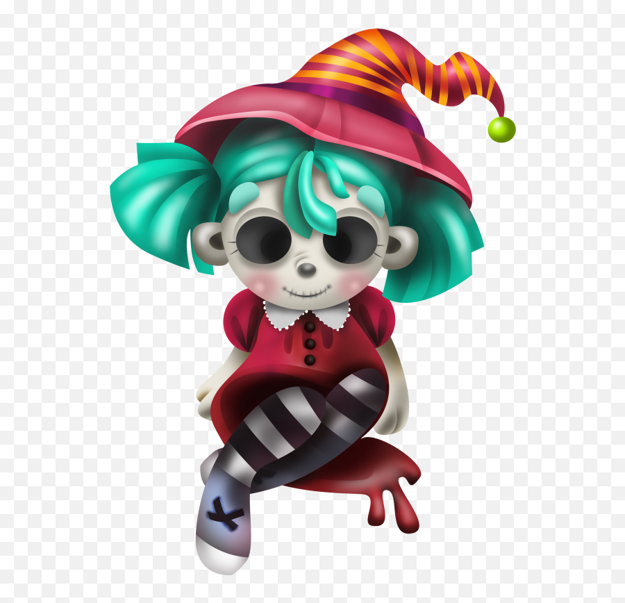Halloween Cute Doll Skull Sticker By Kayoss - Elf Emoji,Witches Hat Emoji