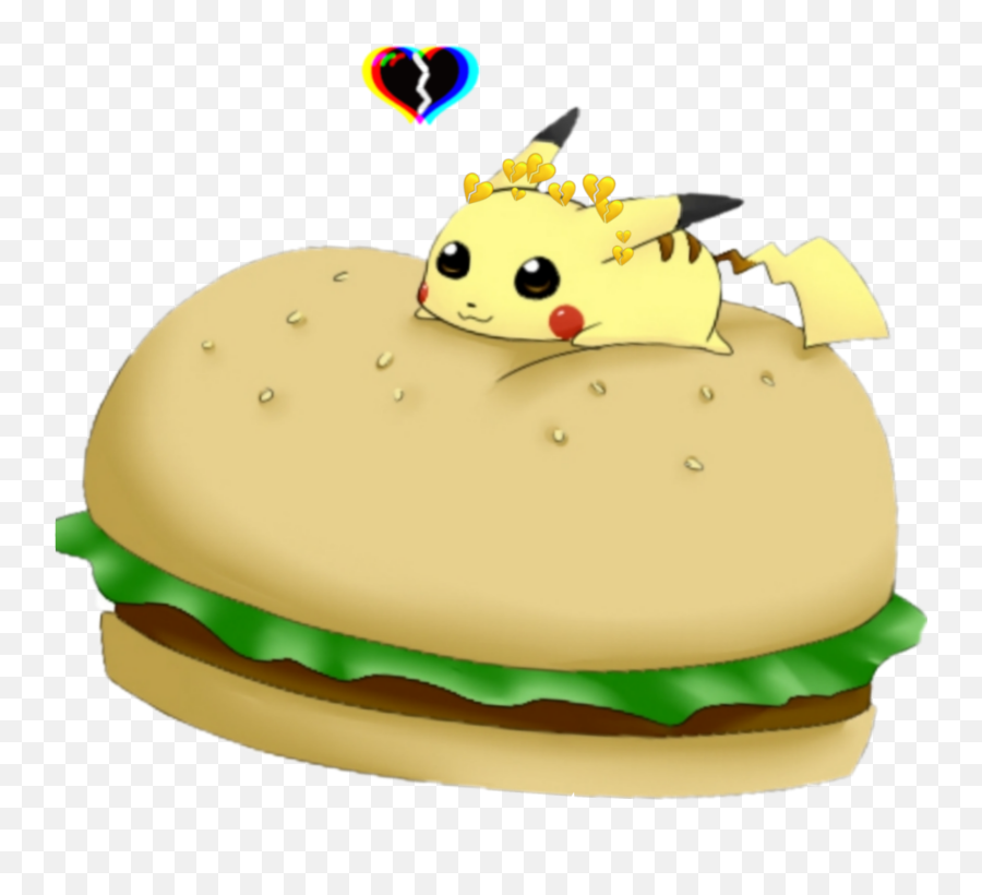 Kake Sticker - Pikachu With Burger Emoji,Emoji Kake