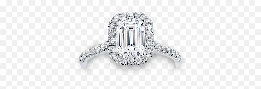 French Cut Halo For Rectangle - Split Shank Emerald Cut Engagement Ring Emoji,Man Engagement Ring Woman Emoji