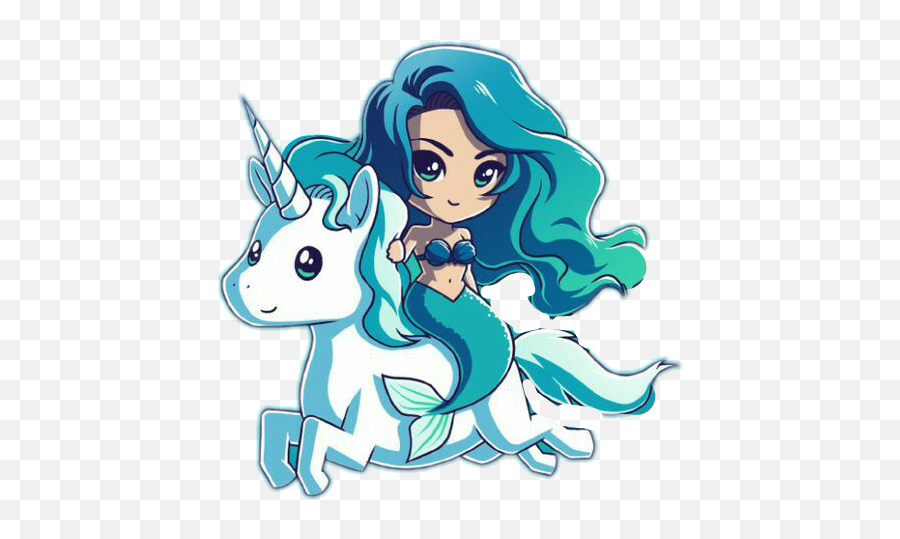 Unicornmermaid Sticker By Helenavlainic1 - Blue Unicorns With Mermaids Emoji,Fish Horse Emoji