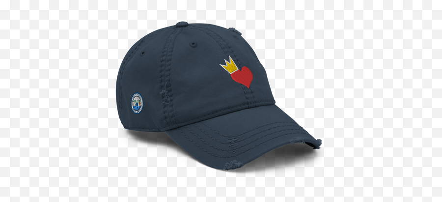 Crowned Hearts Distressed Dad Hat U2013 Raw Raised Apparel Emoji,Emoji Navy Flag
