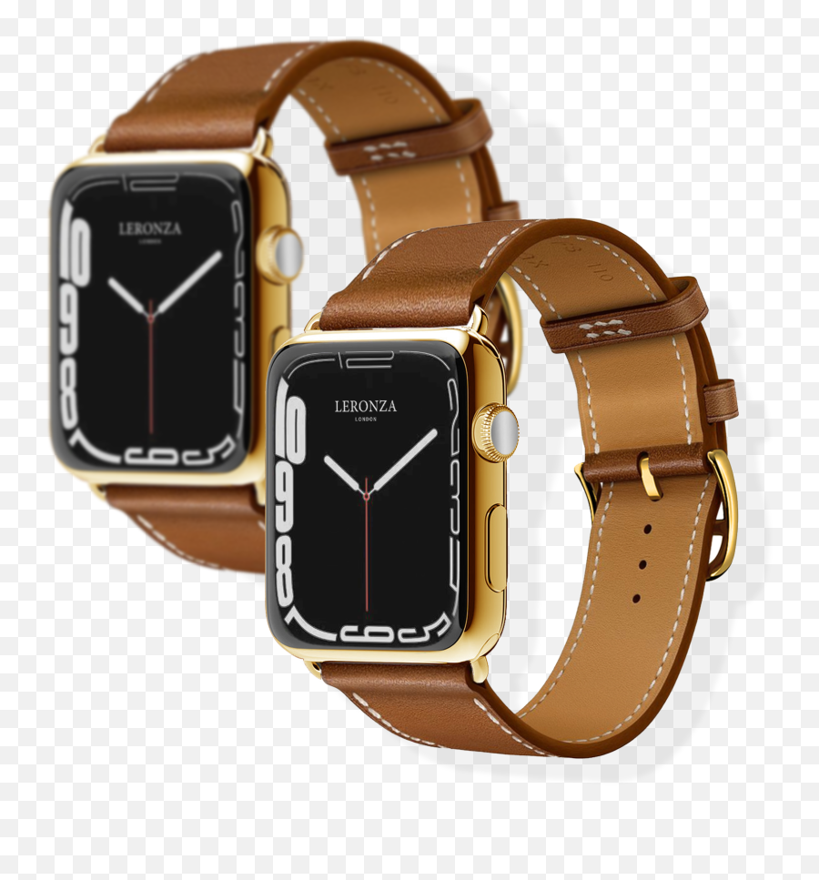 Luxury Apple Watch Series 7 With Brown Leather Strap - Leronza Emoji,Dazzled Heart Face Emojis