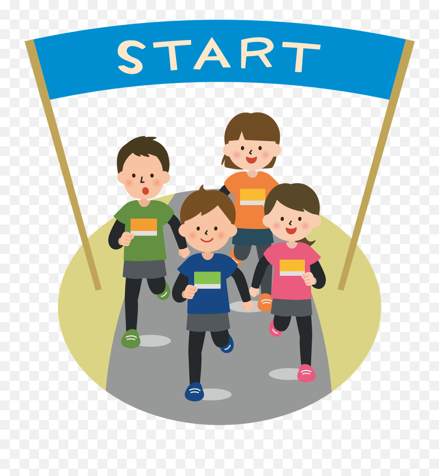 Marathon Competitors Clipart - Start Finish Clipart Emoji,Olympic Torch Emoji