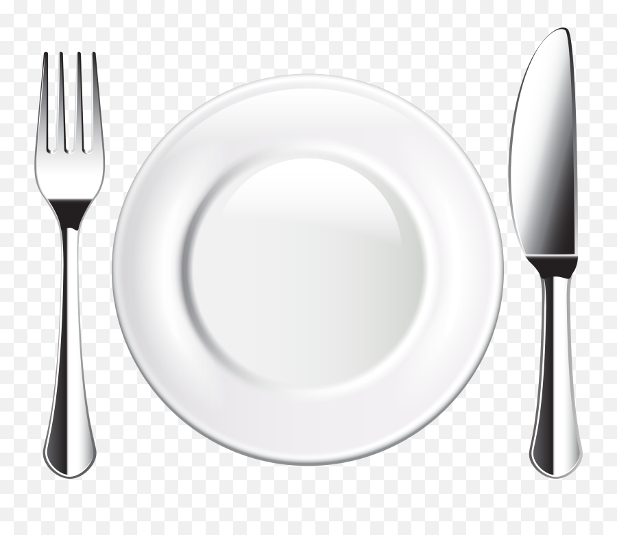 Plate Knife And Fork Png Clipart Clipart Black And White - Plate With Fork And Knife Clipart Emoji,Knife Emoji Png