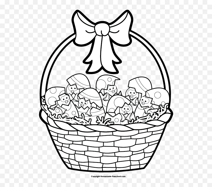 Clipart Happy Easter Basket Clipart Happy Easter Basket - Easter Basket Clipart Black And White Emoji,Emoticon Easter Basket