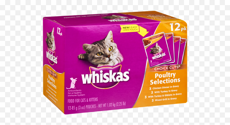 Whiskas Choice Cuts Poultry Selections Chicken Dinner Turkey Turkey U0026 Giblets U0026 Mixed Grill Cat U0026 Kitten Food Variety Pack - Whiskas Cat Food Advertisements Emoji,My Kitty Is Not Making The Emoticons Mo Creatures