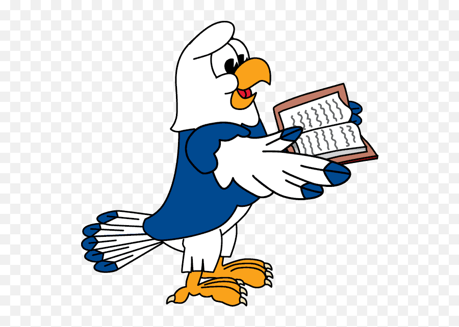 National Reading Month - Mascot Junction Eagle Cartoon With Book Emoji,Seahawk Emojis