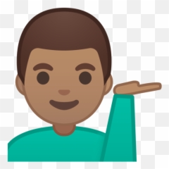 Raised Hand With Medium Skin Tone - Emoji Man Raising Hand,Brown Hands Up Emoticon