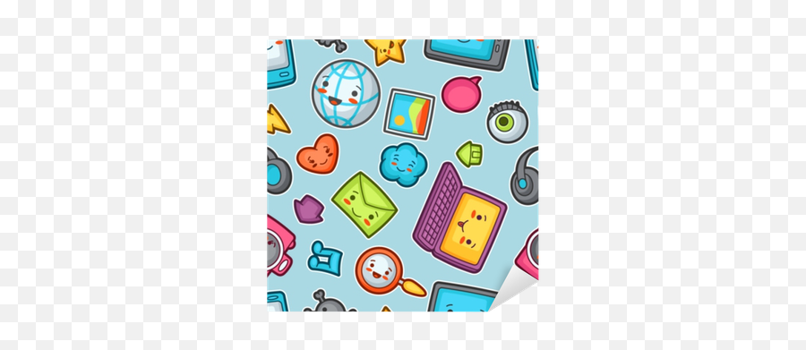 Sticker Kawaii Gadgets Social Network Seamless Pattern Emoji,Flesh Emoji