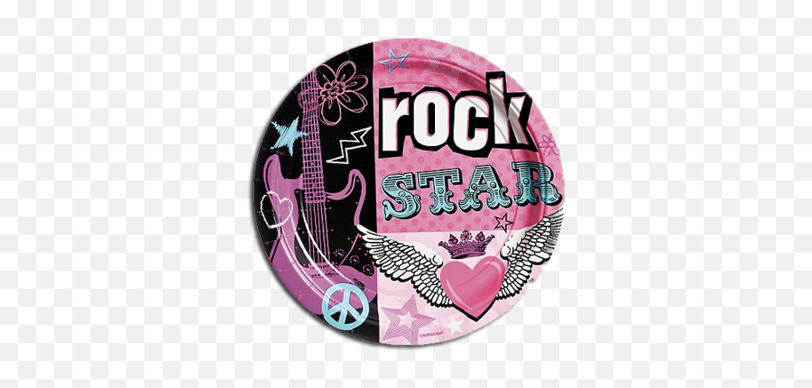 Rocker Princess Dinner Party Plates - Rocker Girl Party Supplies Emoji,Rocker Sign Emoji