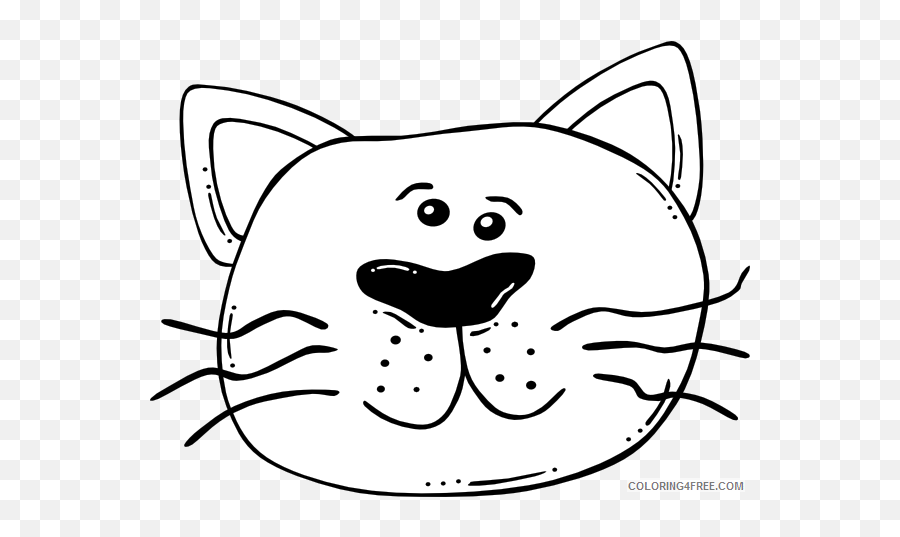 Cat Face Coloring Pages White Cat Face - Blank Cat Face Clip Art Emoji,Clipart Faces Emotions Chinese Little Girl