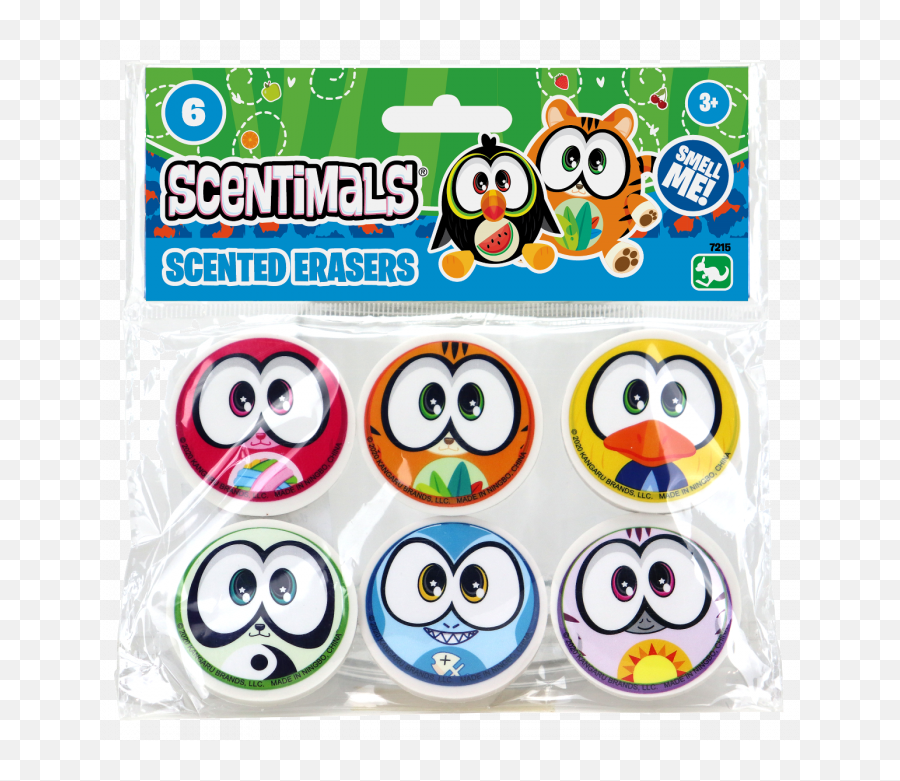 6 Scented Erasers - Happy Emoji,Emoticon Erasers