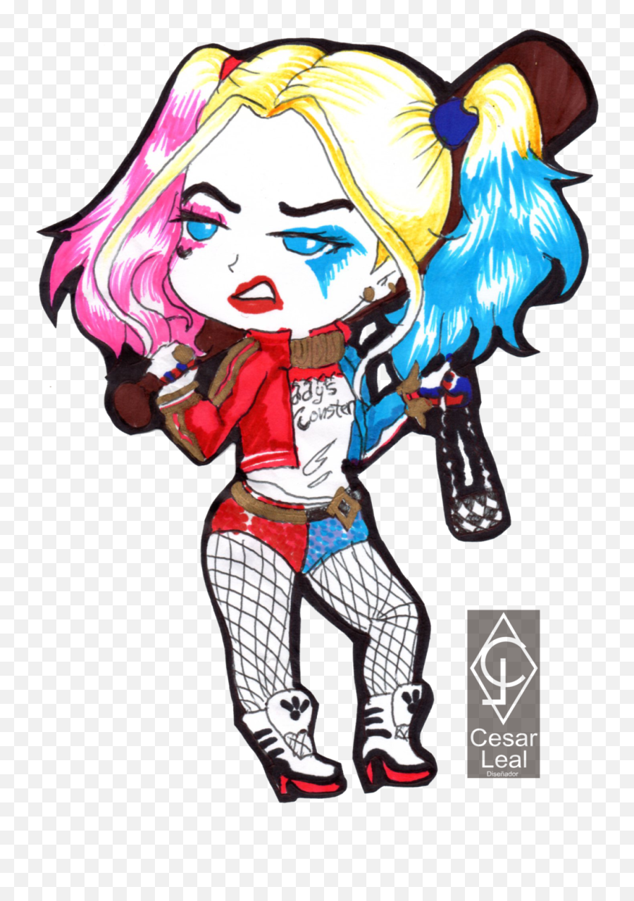 Harley Quinn Cartoon Drawing At Paintingvalleycom Explore - Draw Harley Quinn Easy Cartoon Emoji,The Emojis Harley Quinn Drawings