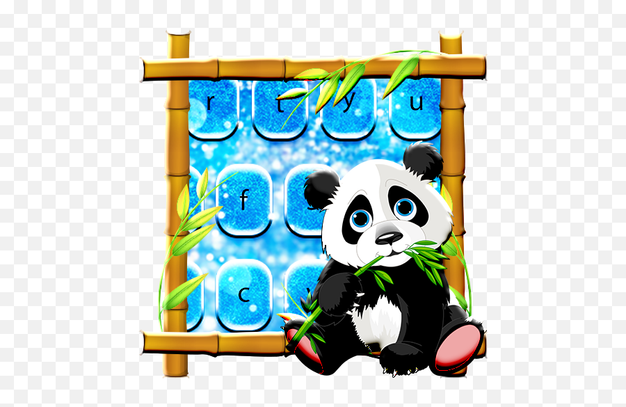 Blue Glitter Cute Panda - Keyboard Theme Happy Emoji,Giant Emoticons