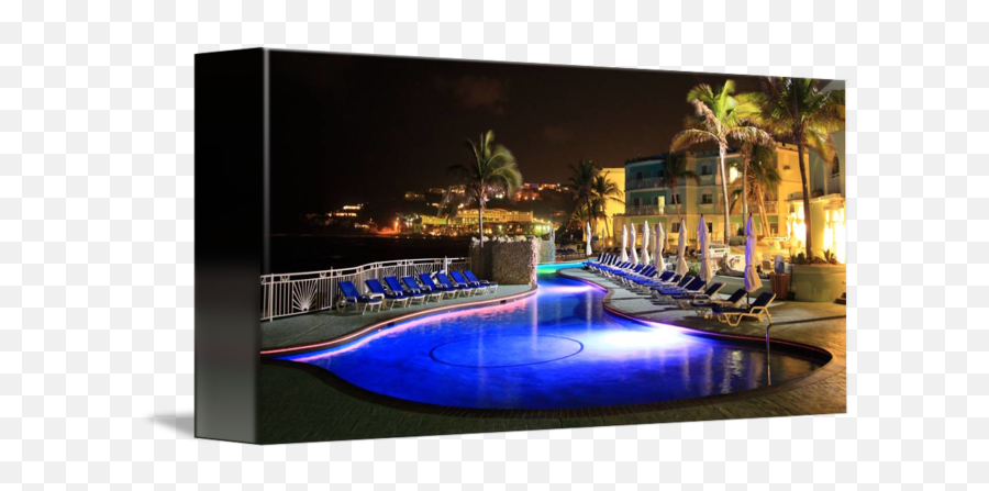 Pool At Night Oyster Bay Beach Resort St Maarte By Roupen Baker - Pool Emoji,Pool Of Emotions