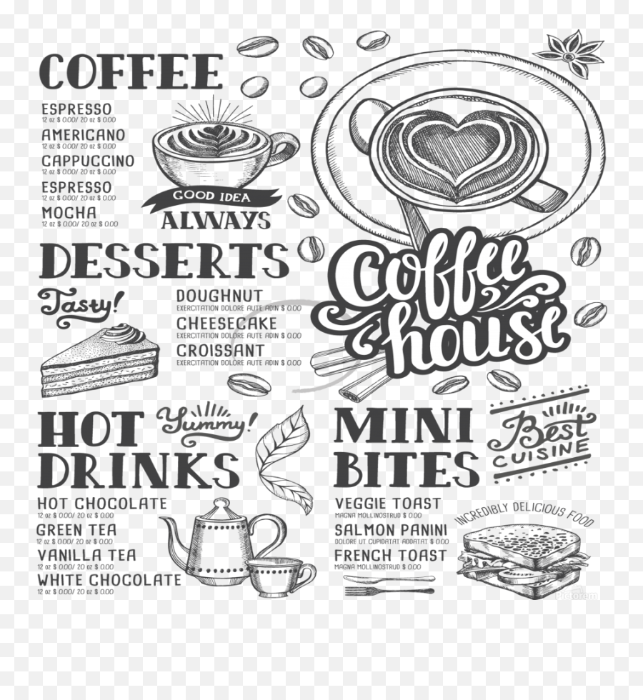 Vintage Coffee Tea Cafe Hamburger Menu Coffee Shop Menu Emoji,Emotion Coffee Fb
