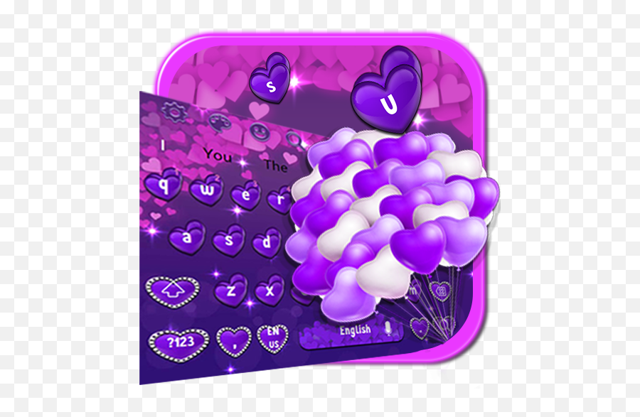 Purple Hearts Keyboard Theme - Girly Emoji,Meaning Of Emoji Heart Colors