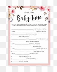 Tune Baby Shower Game With Pink Flowers - Name That Baby Tune Free Emoji,Children's Books Emoji Pictionary