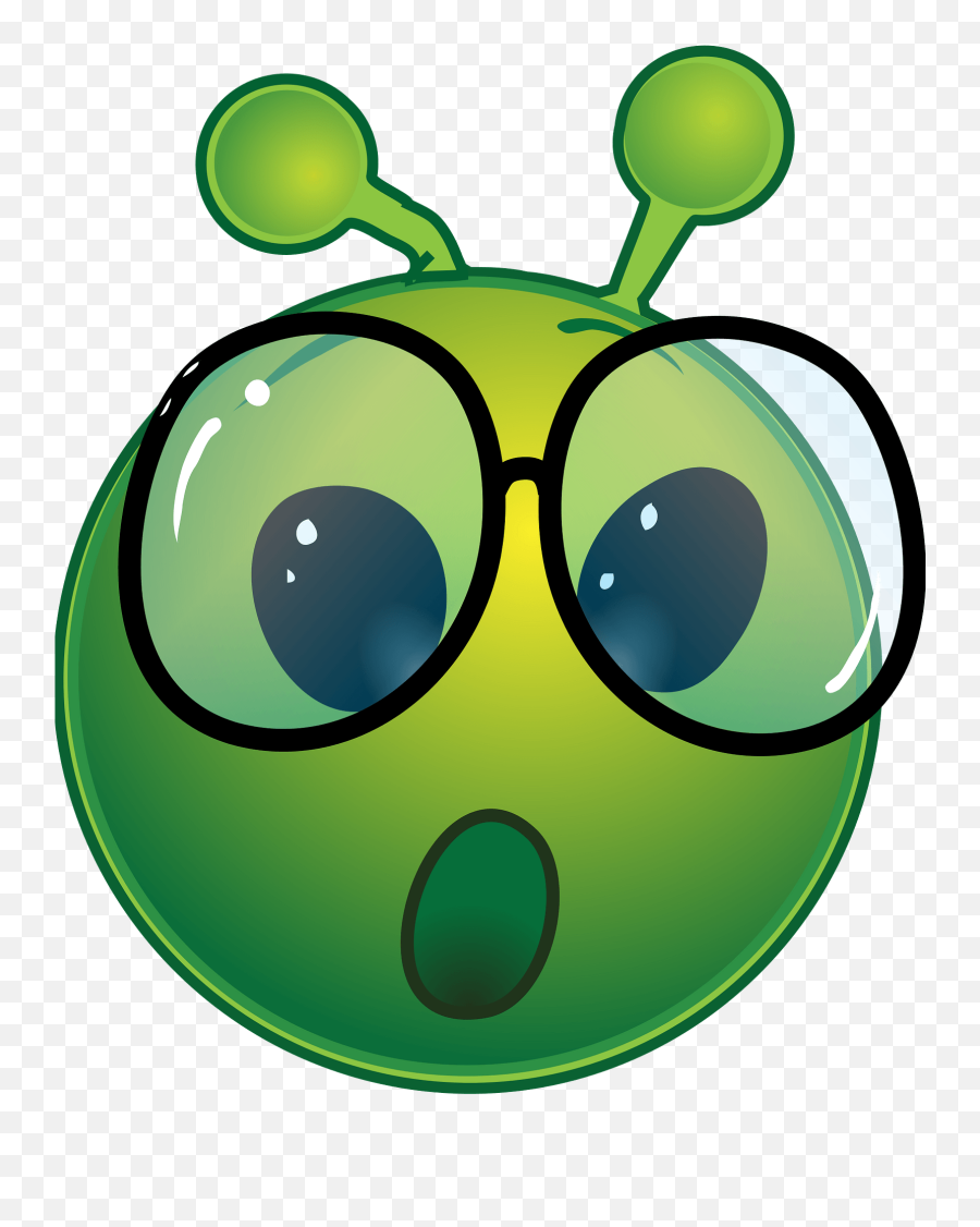 Smiley Green Alien Geek Oh Clipart - Dot Emoji,Geek Emoticon