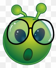 Smiley Green Alien Geek Oh Clipart - Dot Emoji,Geek Emoticon