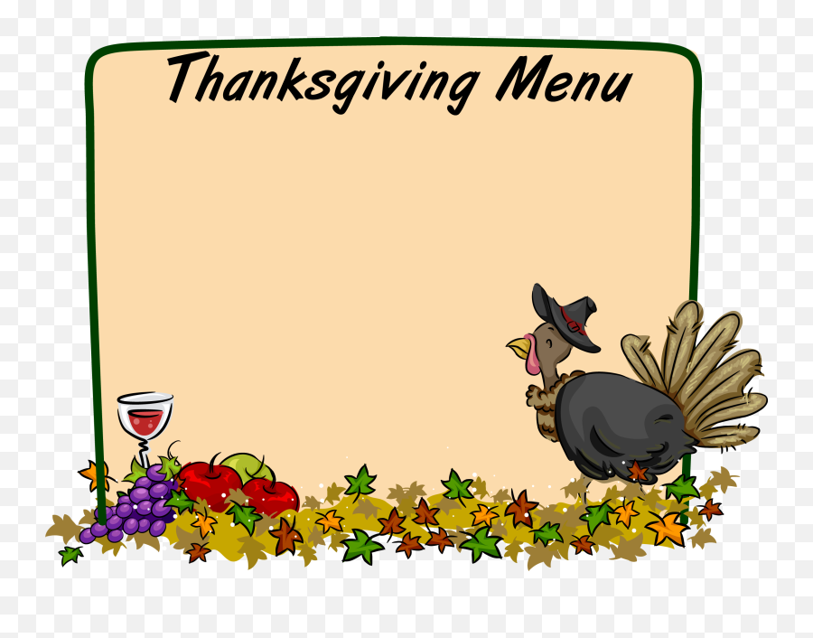 Menu Clipart Thanksgiving Menu - Clip Art Thanksgiving Border Emoji,Thanksgiving Find The Emoji