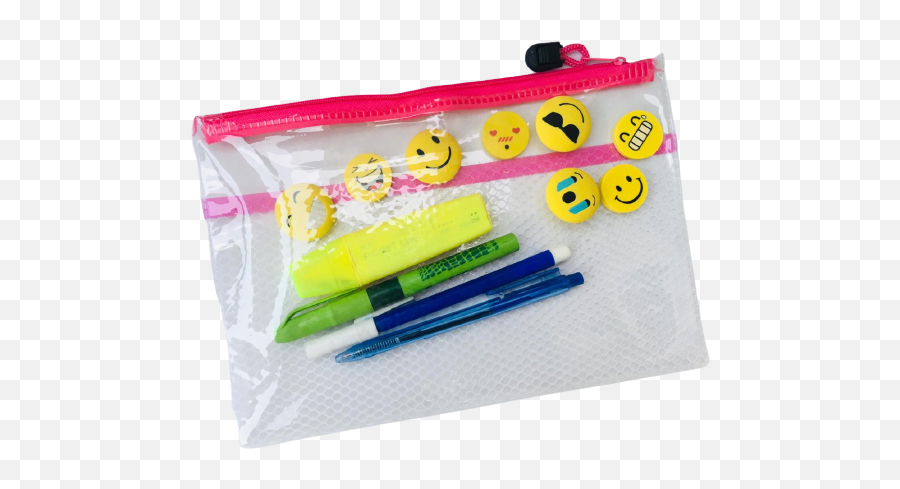 Transparent Pencils Case Zipper Pouch For Kids Student Gifts School Office Stationery Pen Pouch For School Office - Marking Tool Emoji,Emoji Pencil Pouch