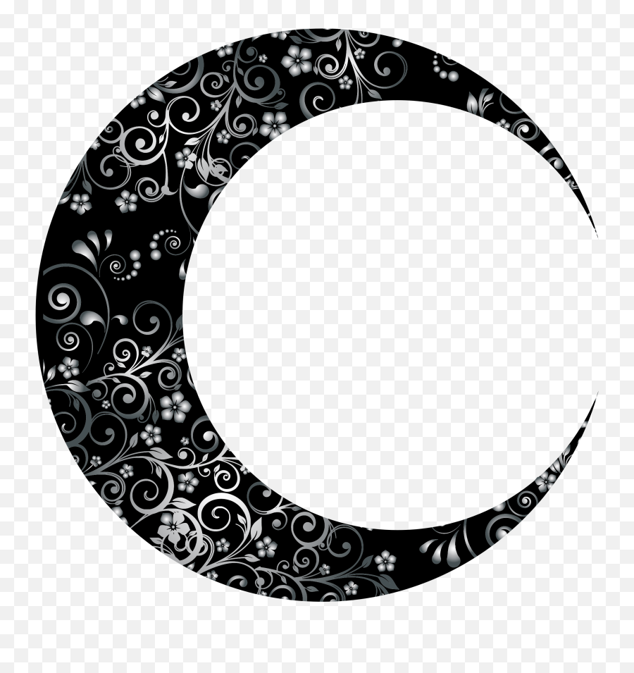 Png Library Download Prismatic Floral Crescent Mark - Clip Crescent Moon Design Transparent Emoji,Cresent Moon Emoji