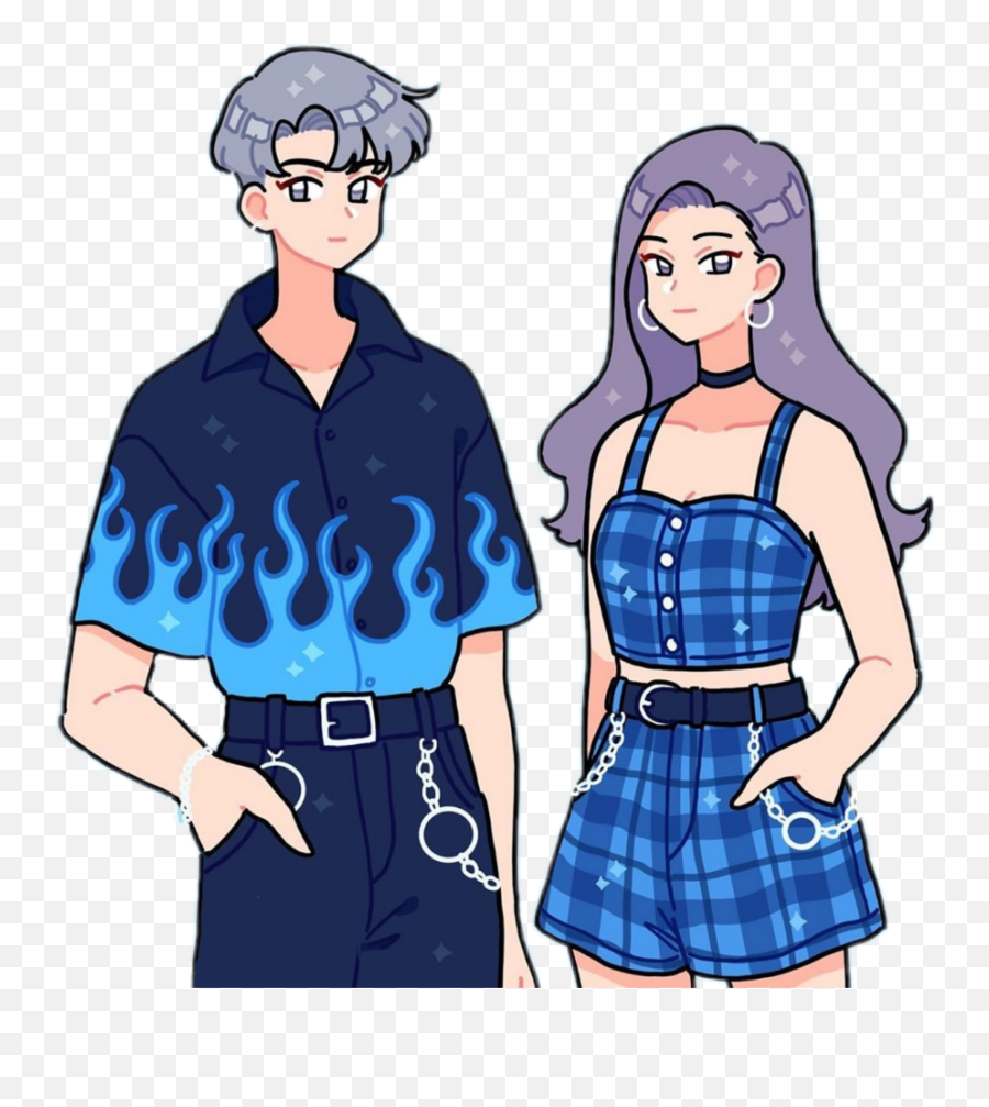 Aesthetic Anime Outfit Blue E - Aesthetic Anime Girl Outfits Emoji,Boy Emoji Outfit