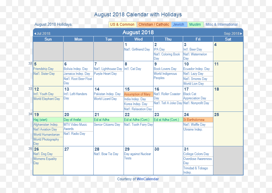 August 2018 Calendar With Holidays - United States December 2020 Calendar Holidays Emoji,Lasagna Emoji