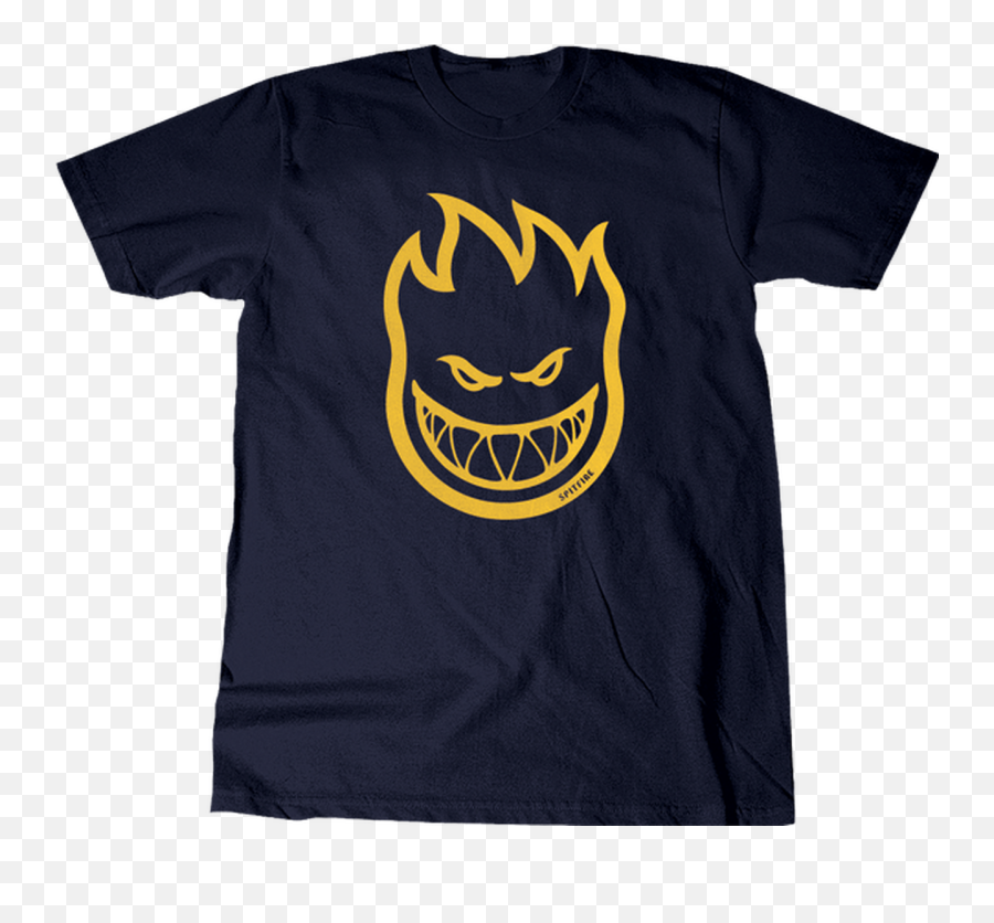 Spitfire Bighead Ss Tshirt S - Navyyellow Boardparadisecom Spitfire Shirt Emoji,Emoticon For Navy