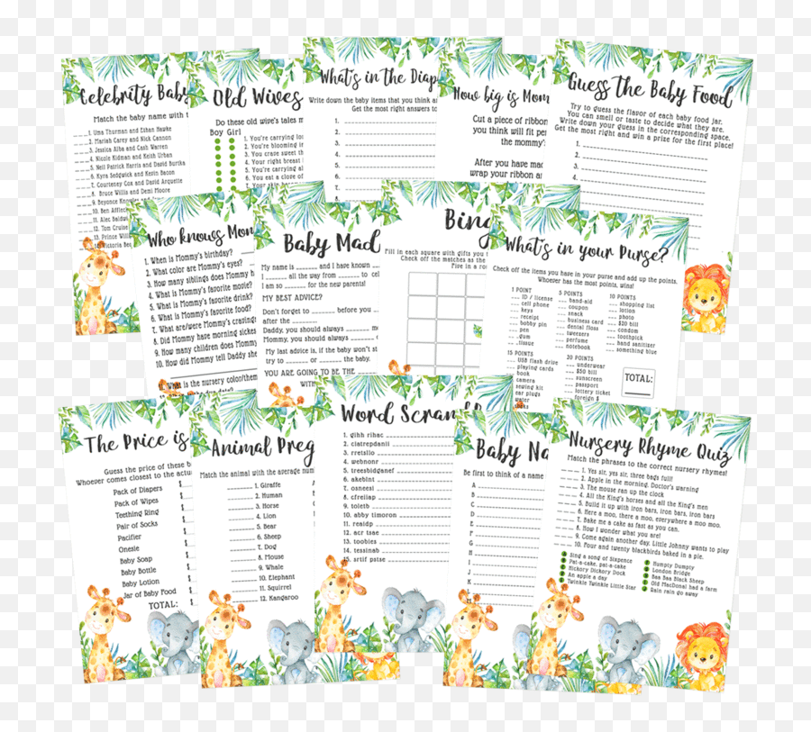 Fall Baby Shower Game Pack - Horizontal Emoji,Baby Books Emoji Pictionary Answers