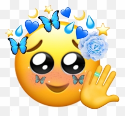 Cute Kawaii Emoji Butterfly Blue Sticker By Sup,Yes Emoticon Clipart
