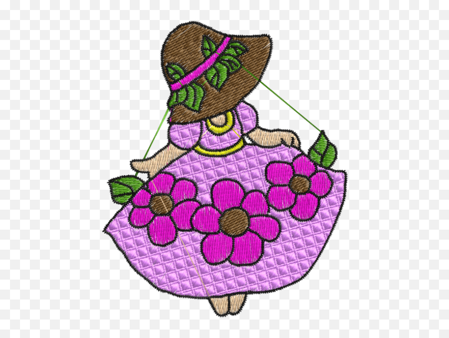 Matriz De Bordado Boneca Com Flor 3 - Girly Emoji,Emoticons Bonecas