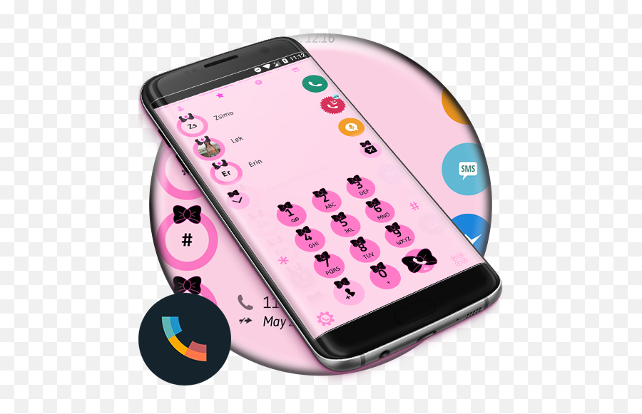 Ribbon Black Pink Contacts U0026 Dialer Phone Theme - Apps On Girly Emoji,Downloadable Emojis For Phone Contacts