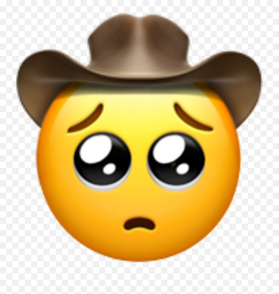 Emoji Appleemoji Sad Cowboy Sticker - Uwu Sad Cowboy Emoji,Sad Cowboy Emoji
