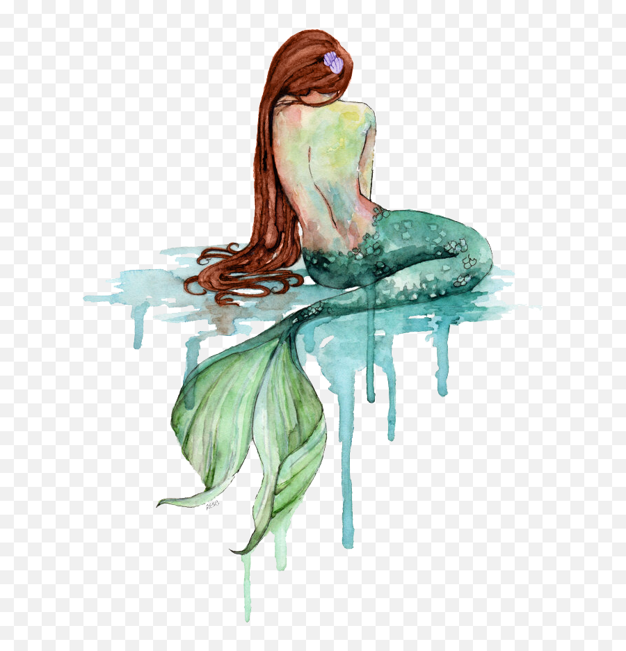 Mermaid Watercolor Painting Art Drawing - Mermaid Png Beautiful Watercolor Mermaid Emoji,Little Mermaid Emoji