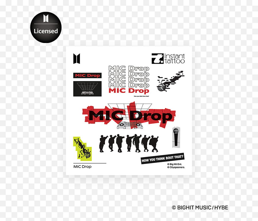 Bts Music Theme Mic Drop Instant Tattoo Instanttattoo - Tatuagem De Mic Drop Emoji,Emotion Of Mic Dropping