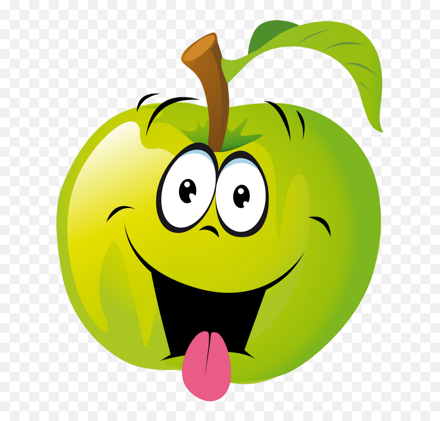 Fruit Clipart Smiley Face Fruit Smiley - Clip Art Green Apple Cartoon Emoji,Apfel Emoji