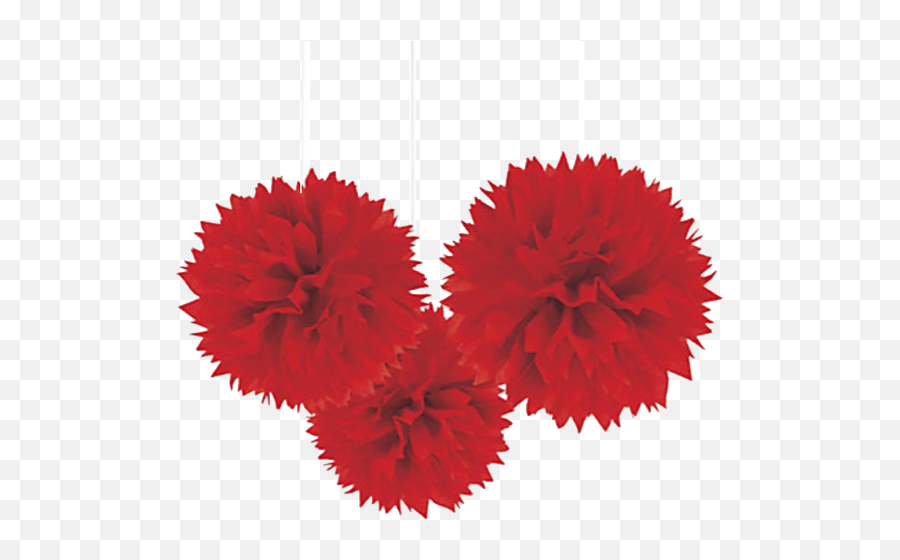 Red Fluffy Pom Pom Decorations 3pk - Pom Pom Decoration Black Emoji,Pompom Emoji