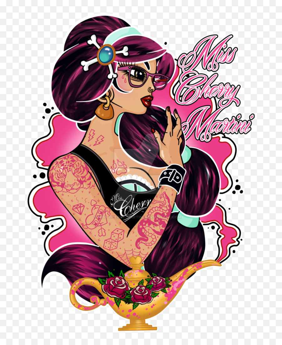 Princess Jasmine Ariel Disney Princess Canvas Tattoo - Tattooed Disney Princess Png Emoji,Disney Ariel Emojis
