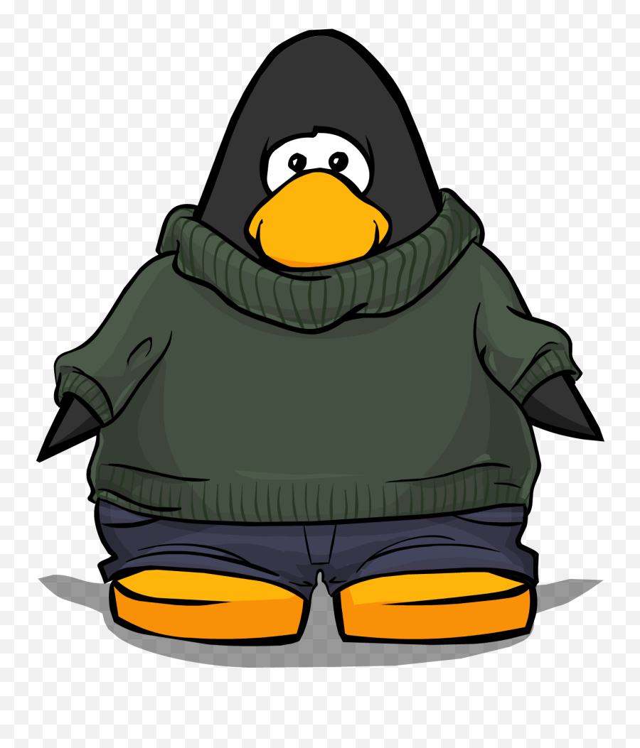 Green Turtleneck Card - Club Penguin Turtleneck Clipart Club Penguin Hawaiian Lei Emoji,Mike Wazowki Meme Emoji