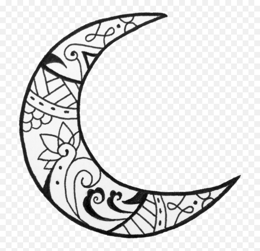 Crescent Moon Designs Henna Photo - Moon Drawing Full Size Moon Tattoo Png Emoji,Cresent Moon Emoji