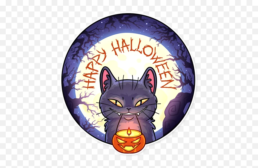 Spooky Cat - Stickers For Whatsapp Telegram Sticker Salem Emoji,Chibi Emoji Cats