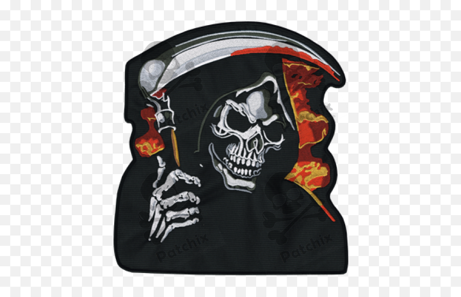 Embroidered Patch Death Skull - Grim Reaper Machine Embroidery Designs Emoji,Copy/paste Grim Reaper Facebook Emoticon
