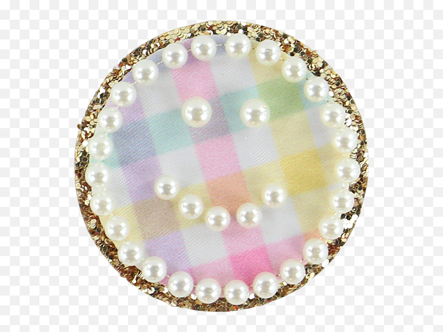 Rainbow Gingham Pearl Smiley Face Patch - Solid Emoji,Emoticon Rainbobw