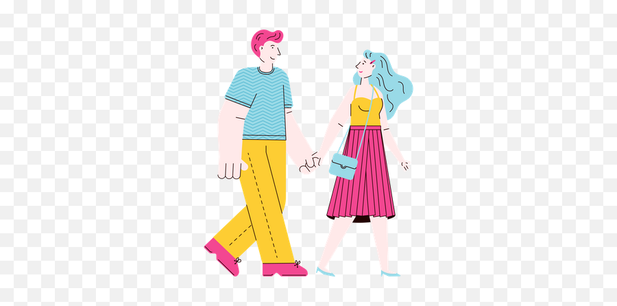 Young Illustrations Images U0026 Vectors - Royalty Free Walking Couple Illustration Emoji,Blonde Boy And Brunette Girl Emojis Holding Hands